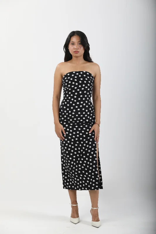 Convertible Cinching Tube Dress - Noir Dot Ruched unclassified dresses