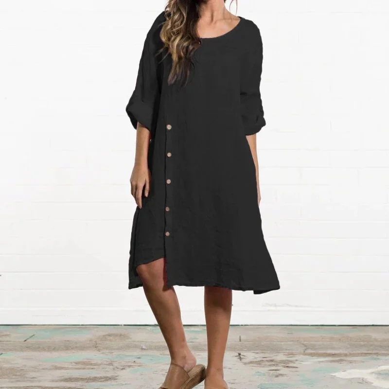 Women's Spring/Summer Loose Asymmetric Tunic-Dress Vintage unclassified dresses