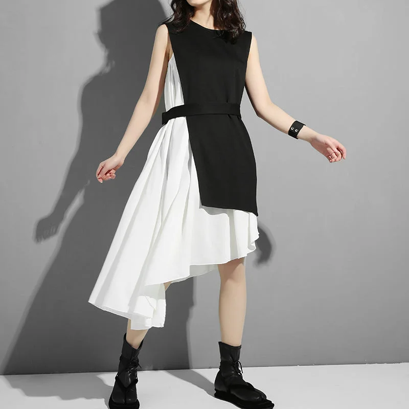 Women's Spring/Summer O-Neck Sleeveless Two-Piece Dress Neutral tone unclassified dresses