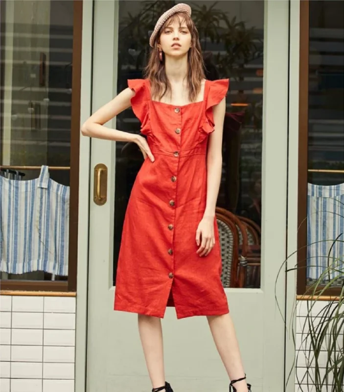 Women's Spring/Summer Slim A-Line Dress Ruffled unclassified dresses