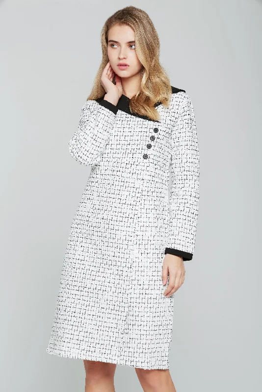 Black and White Tweed Full Sleeves Blazer Dress Designer unclassified dresses