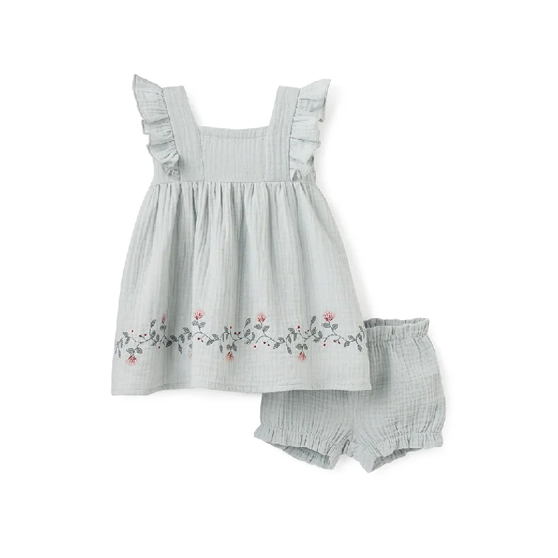 Embroidered Muslin Dress + Bloomer Set by Baby Needs/Elegant Baby Trendy unclassified dresses