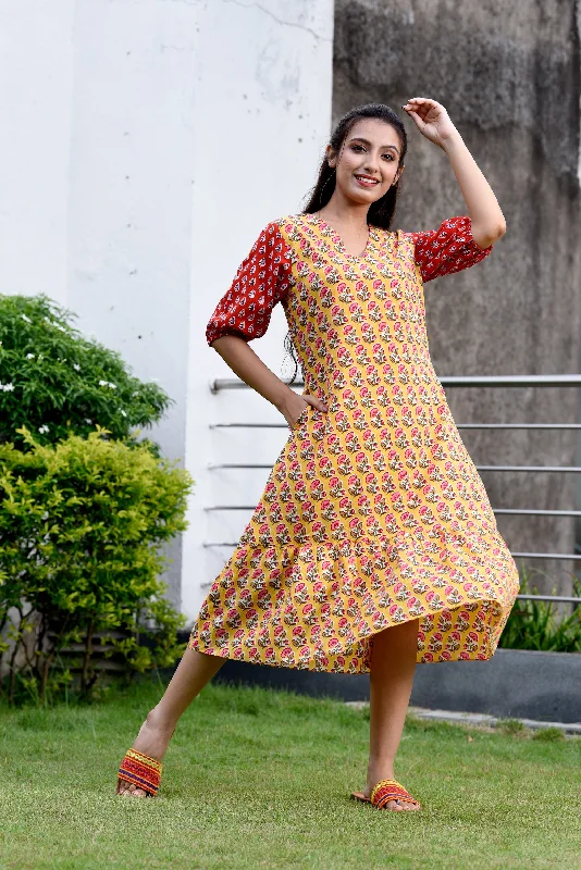 Honey Bottom Flared Dress with Contrasting Sleeves Petite unclassified dresses