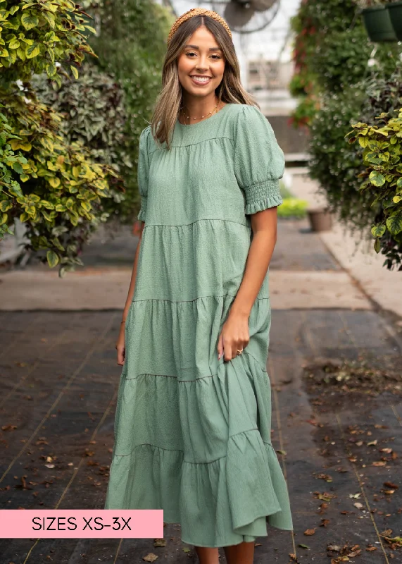 Janessa Tiered Green Dress Trendy unclassified dresses