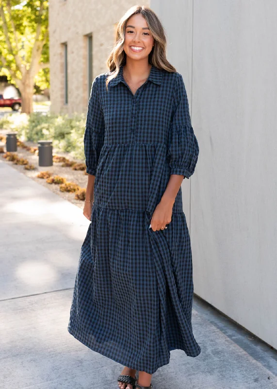 Layne Navy Black Gingham Dress Holiday unclassified dresses