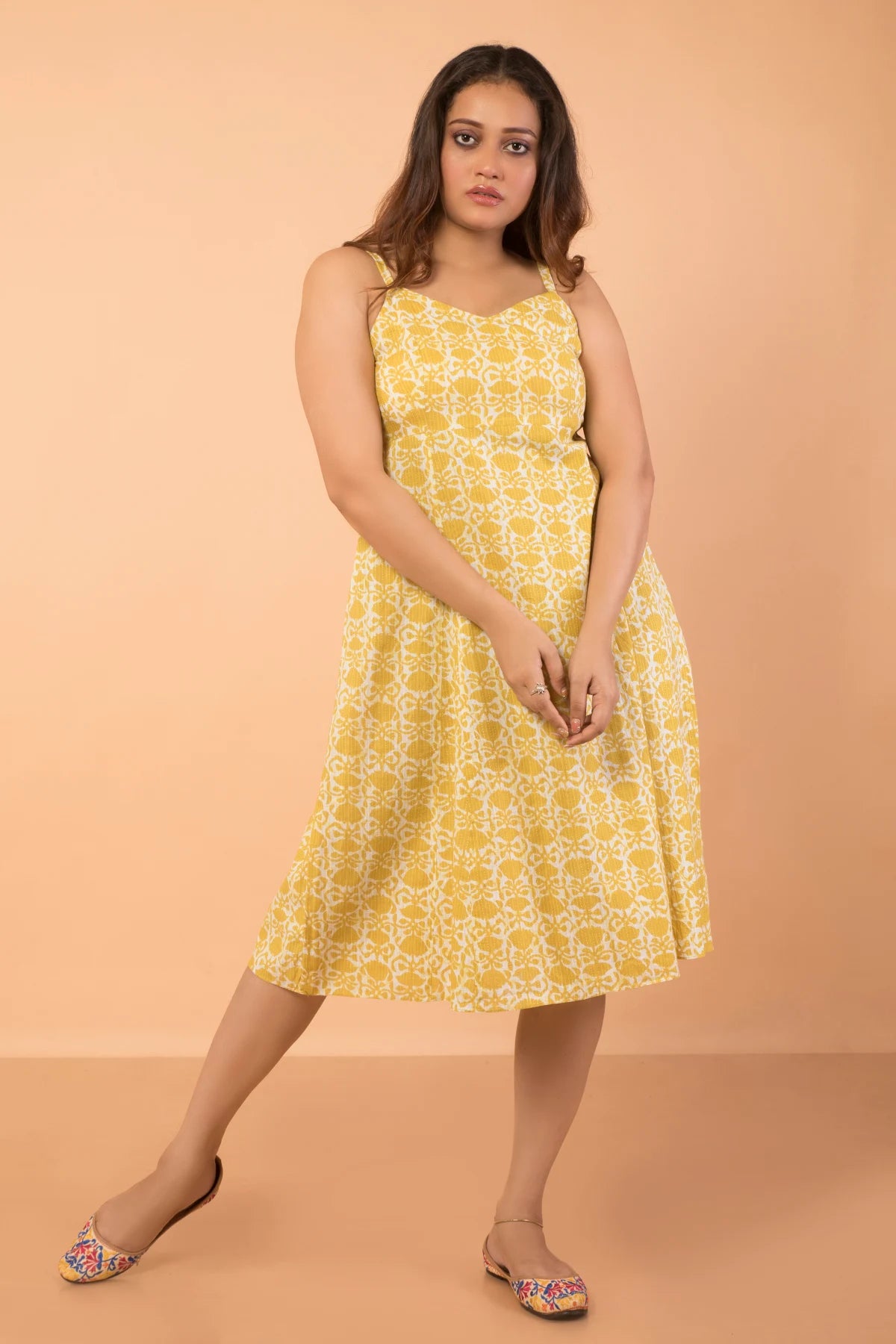 Lemon Yellow Noodle Strap Cotton Dress Silk unclassified dresses