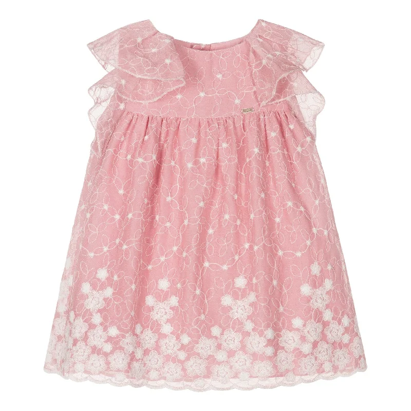 Pink Ruffle Smocked Dress Denim unclassified dresses