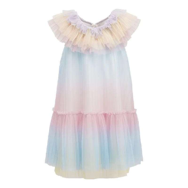 Multi Rainbow Ruffle Dress Breathable unclassified dresses