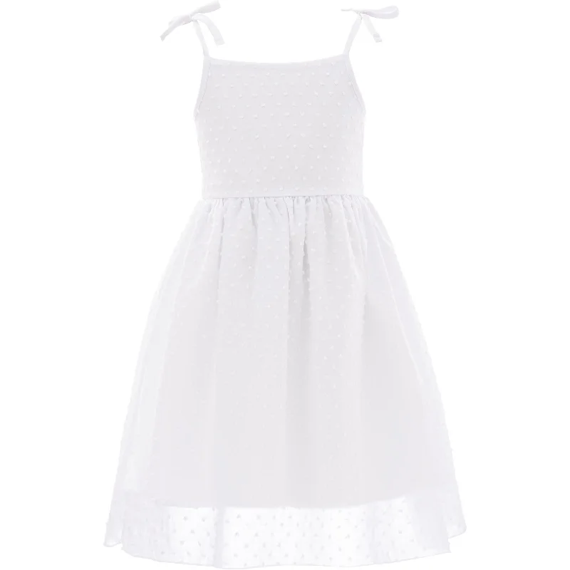 White Shoulder Tie Bow Dress Travel unclassified dresses