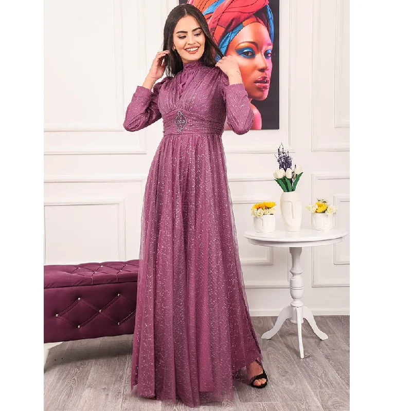 Modest Formal Shimmery Dress G453 Lilac Discounted unclassified dresses