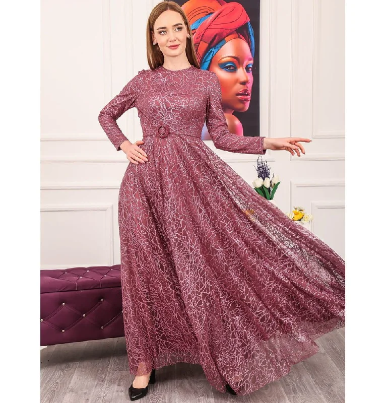 Modest Formal Glittery Geometric Dress 477 Rose High-low unclassified dresses