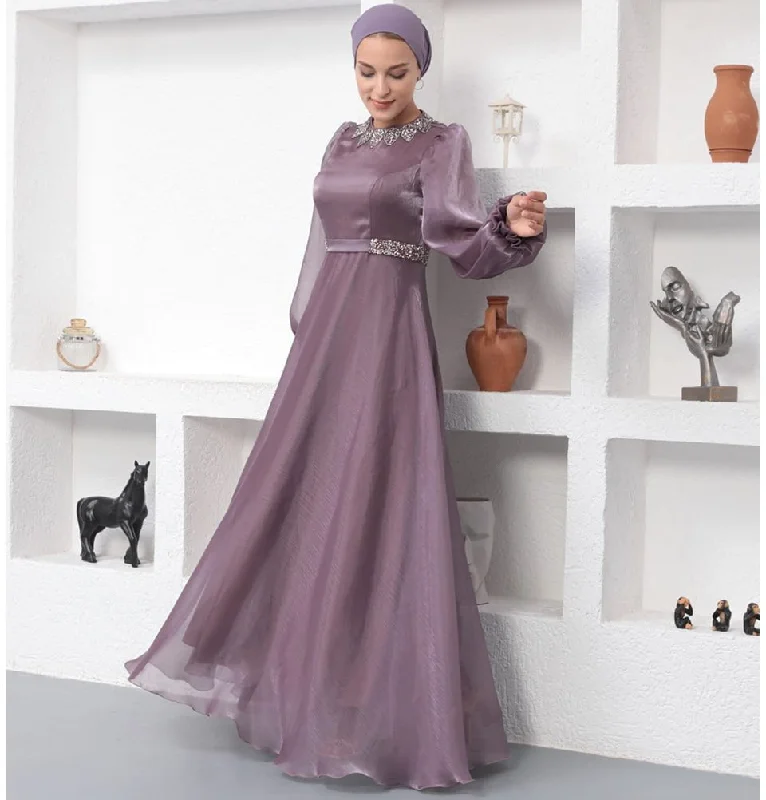 Modest Formal Satin Dress G531 Lilac Dark color unclassified dresses