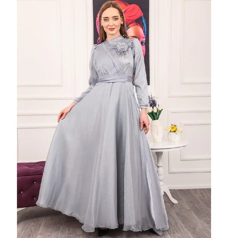 Modest Formal Wrap Dress G447 Light Grey Comfortable unclassified dresses