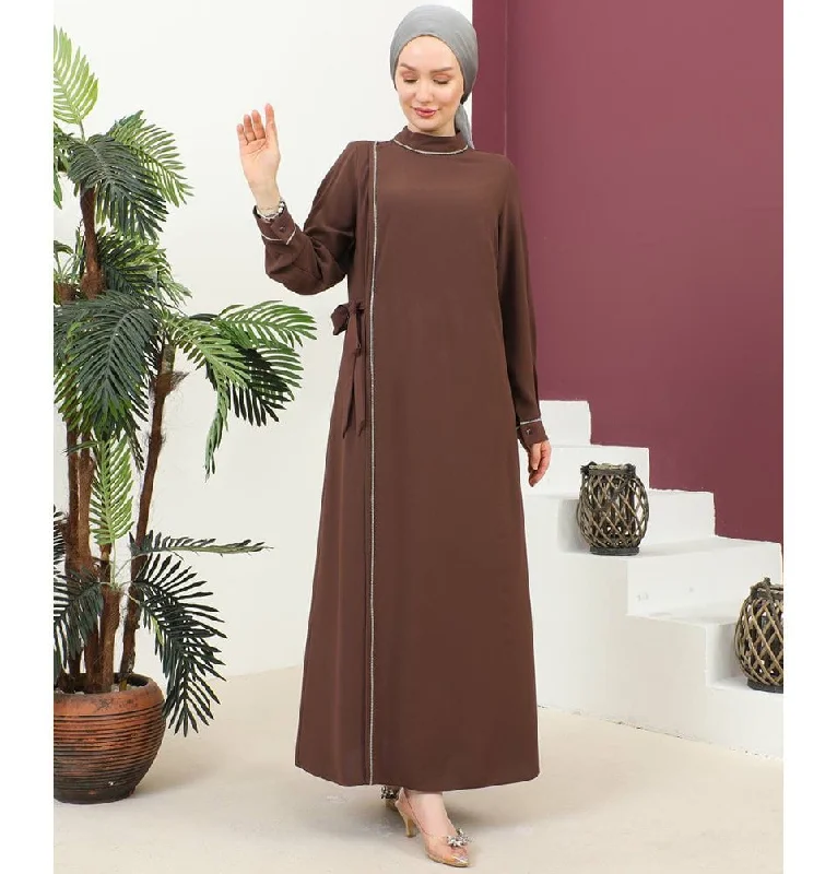 Modest Women's Dress Elegant 9470 Brown Flowy unclassified dresses