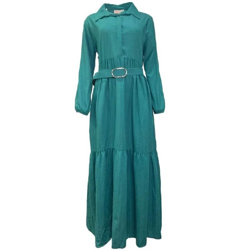 Modest Women's Dress - Striped Green Trendy unclassified dresses