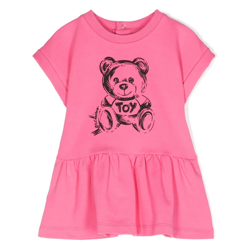 Pink Bear Graphic Dress Boho unclassified dresses