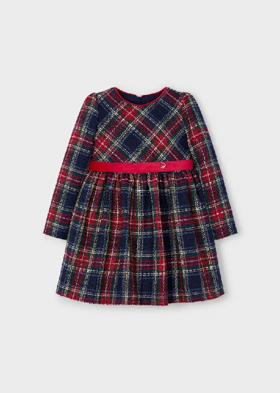 Navy & Cherry Plaid Holiday Dress by Mayoral Fall unclassified dresses