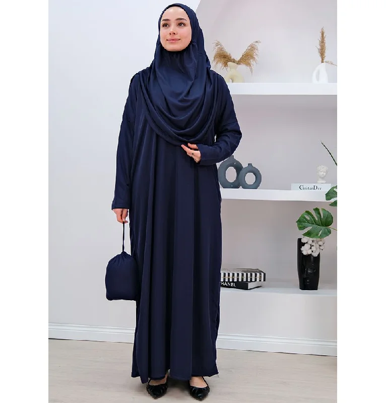 Modest Women's One Piece Prayer Dress N2303 - Navy Travel unclassified dresses