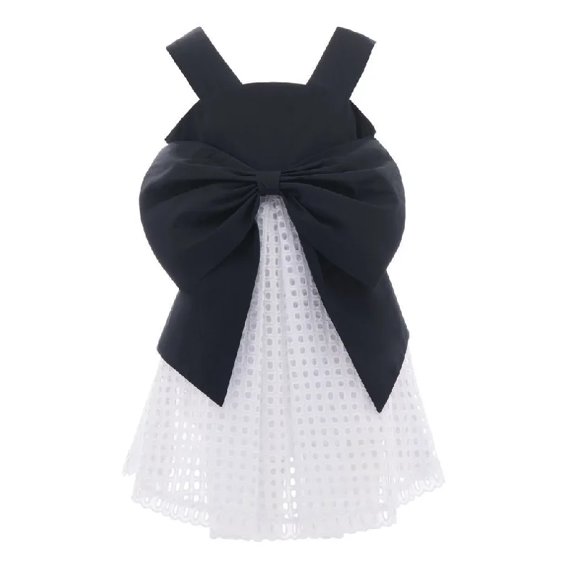 Navy Bow Sleeveless Dress Dark color unclassified dresses