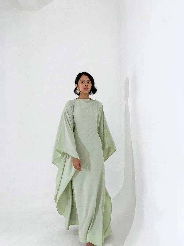 Pistachio Plissé Kaftan Dress Soft fabric unclassified dresses