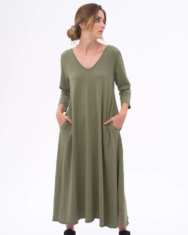 Scoop Neck 3/4 Sleeve Organic Cotton Dress Chiffon unclassified dresses