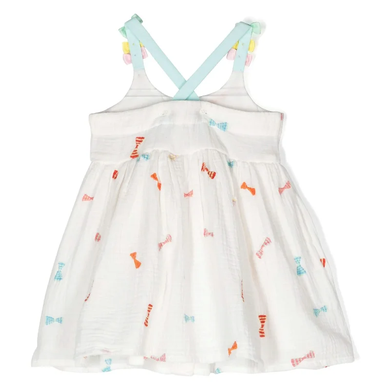 White Embroidered Bow Dress Tiered unclassified dresses