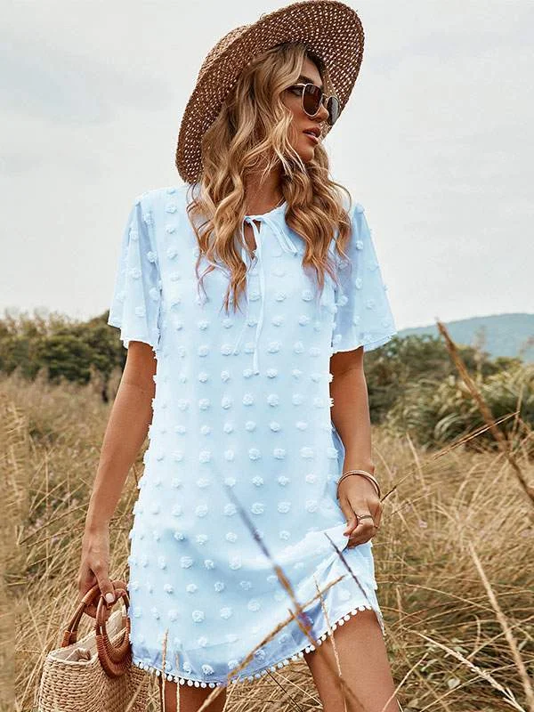 SUMMER DRESS VNECK WHITE KNEE LENGTH BEACH DRESS Knitted unclassified dresses