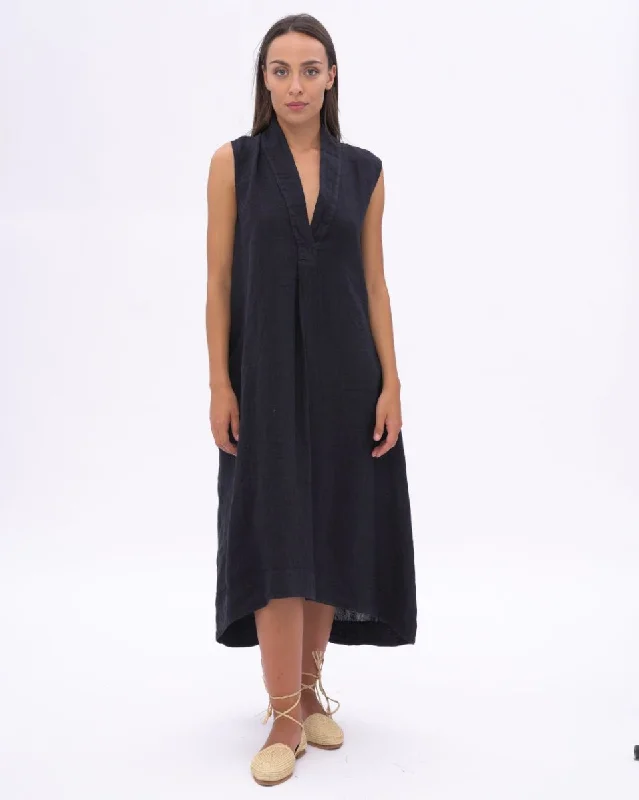 Swan Neck Linen Dress Breathable unclassified dresses