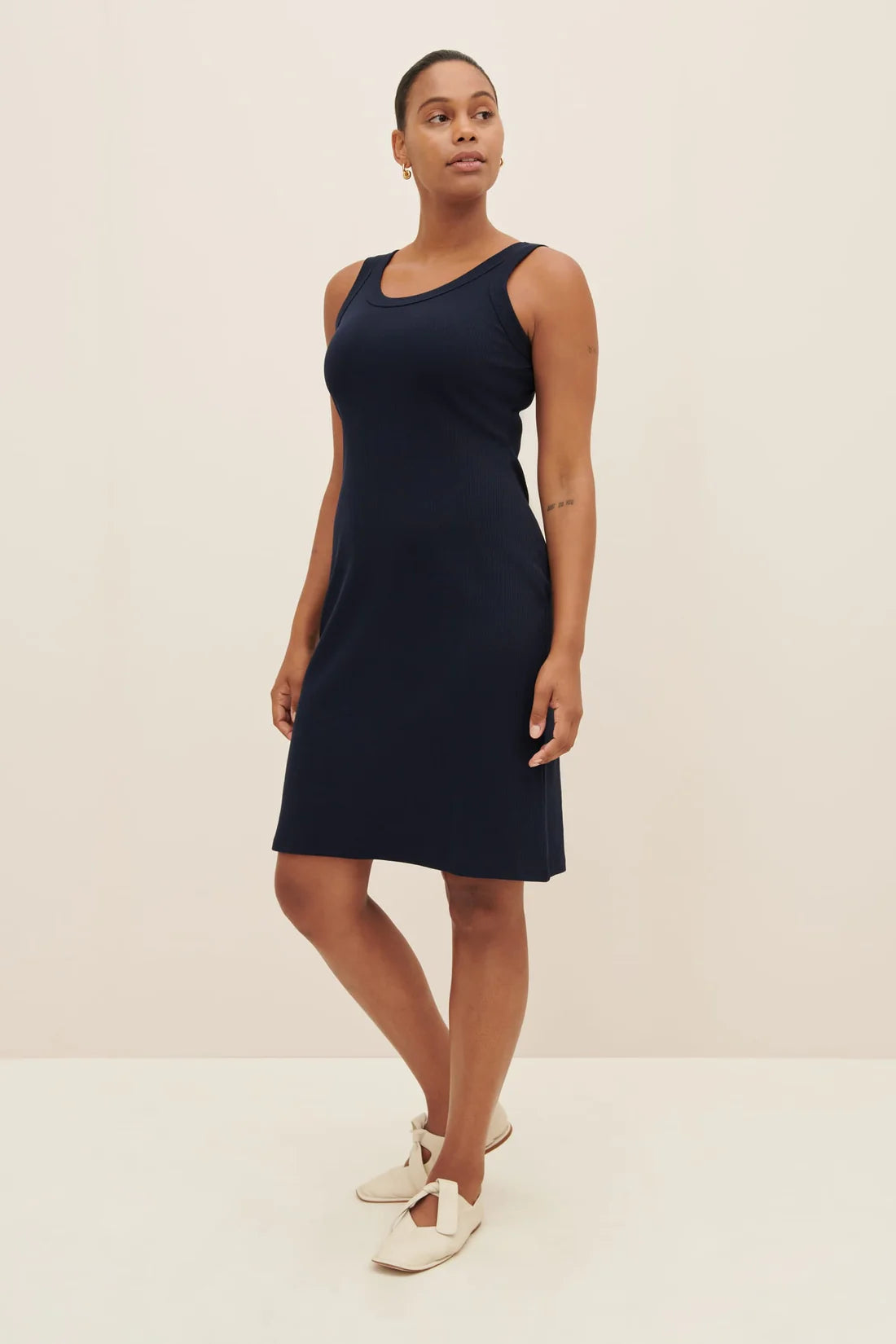 The Column Rib Dress in Navy | Kowtow Tulle unclassified dresses