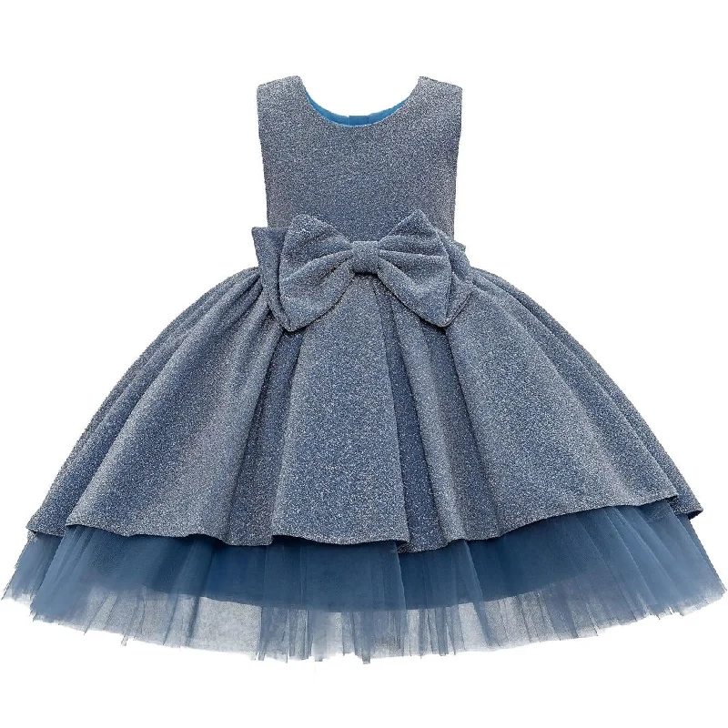 Blue Sarita Glitter Double Bow Dress Anniversary unclassified dresses