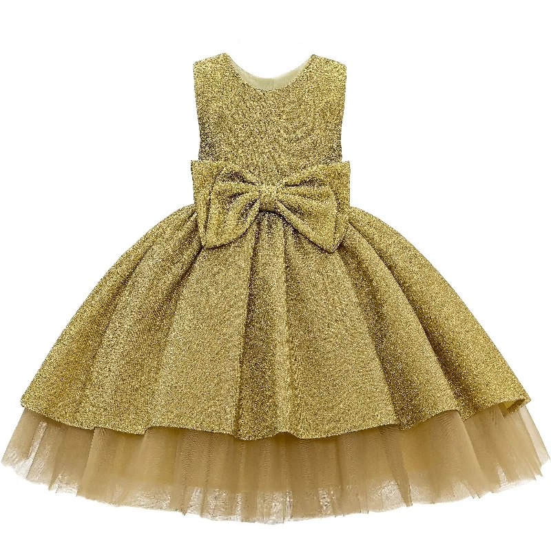 Gold Sarita Glitter Double Bow Dress Beach unclassified dresses