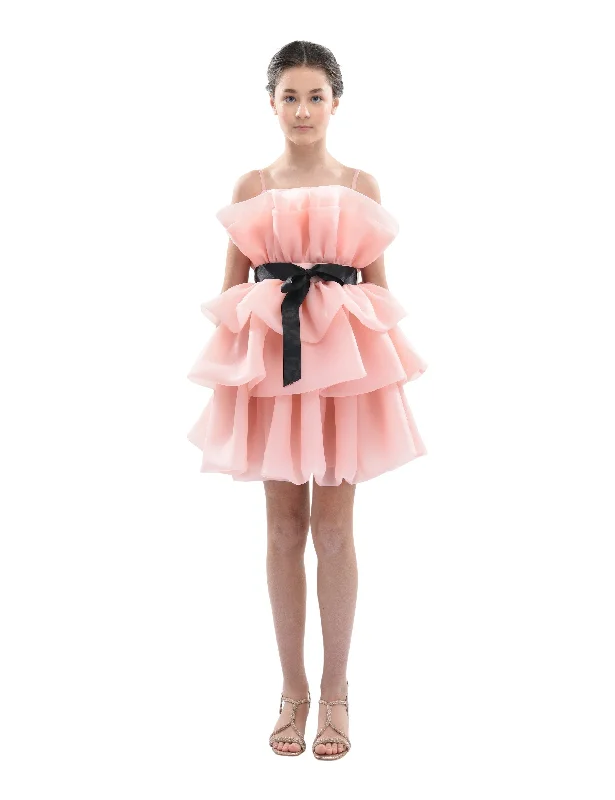 Pink Noella Ruffle Bow Dress Trendy unclassified dresses