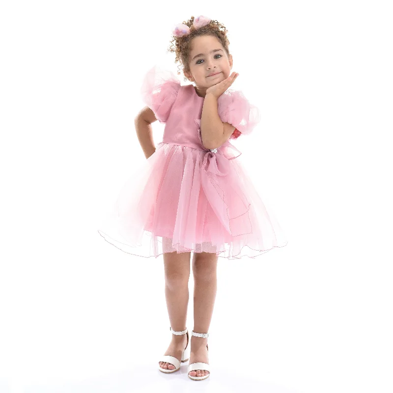 Pink Raspberry Bow Organza Dress Dark color unclassified dresses