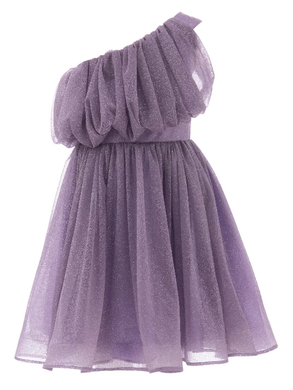 Purple Izorah Off Shoulder Glitter Dress Striped unclassified dresses