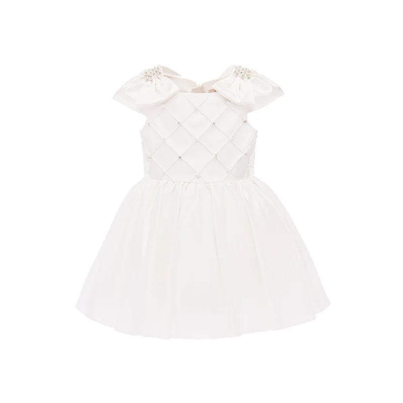 White Alondra Quilted Teacup Dress Party unclassified dresses