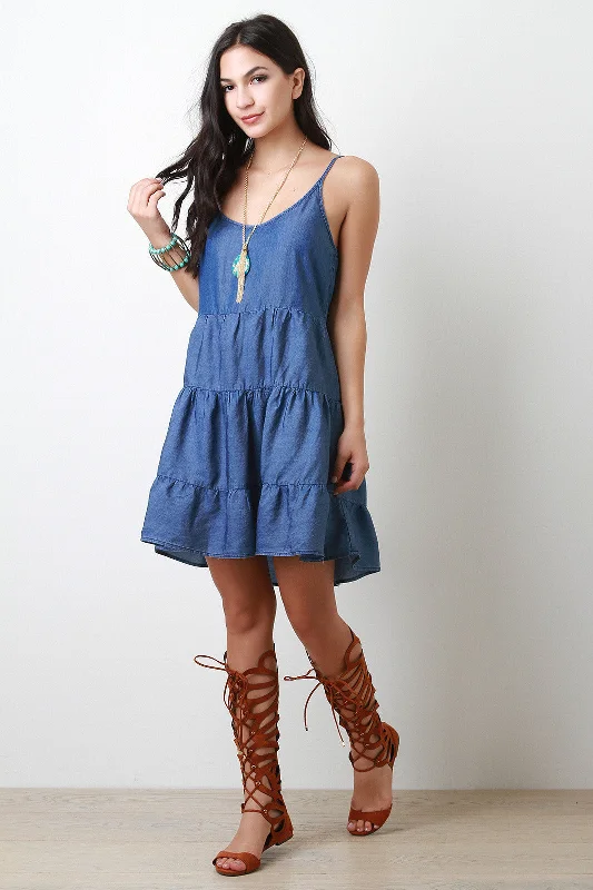 Tiered Chambray Dress Cotton unclassified dresses