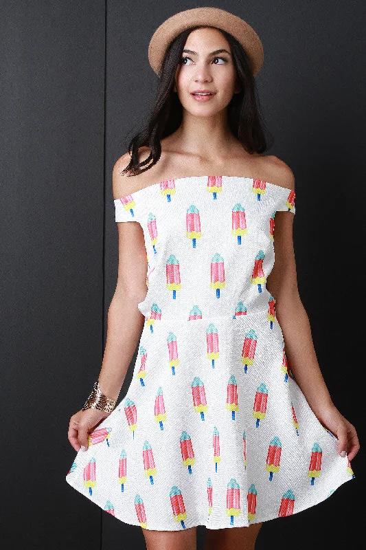 Off The Shoulder Ice Cream Dress Mesh unclassified dresses