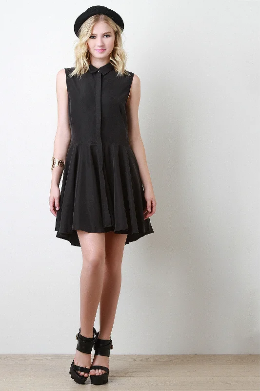 Button-up Skater Dress Smocked unclassified dresses