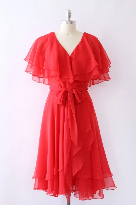 Watermelon Chiffon Wrap Dress M Monochrome unclassified dresses