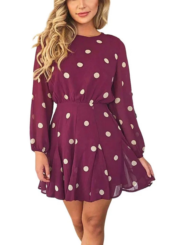 Womens Polka Dot Short Mini Dress Summer Mini Skirt