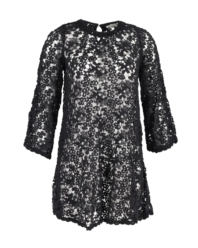 Isabel Marant Sheer Lace Dress in Black Polyester Lace Dress Vibe