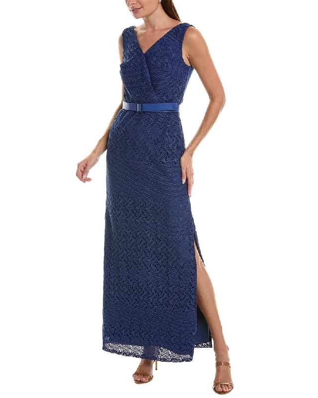 Kay Unger Hendrix Lace Column Gown Lace Party Dress