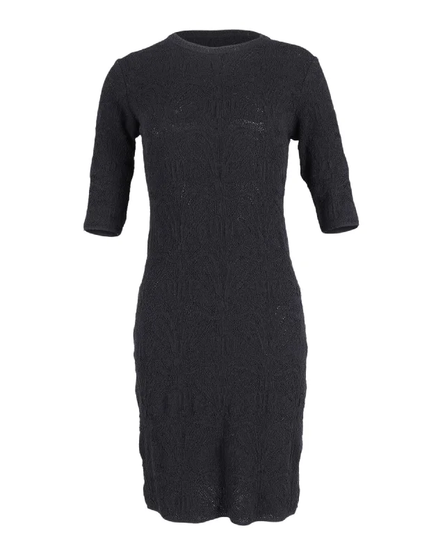 Missoni Lace Sheath Dress in Black Cotton Wool Elegant Lace Gown